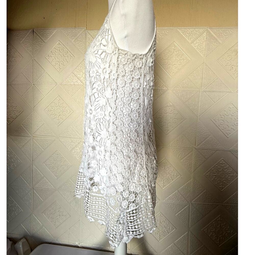 SKU2565 Christopher & Banks Women's Size Small White Crochet Lined Tunic Top